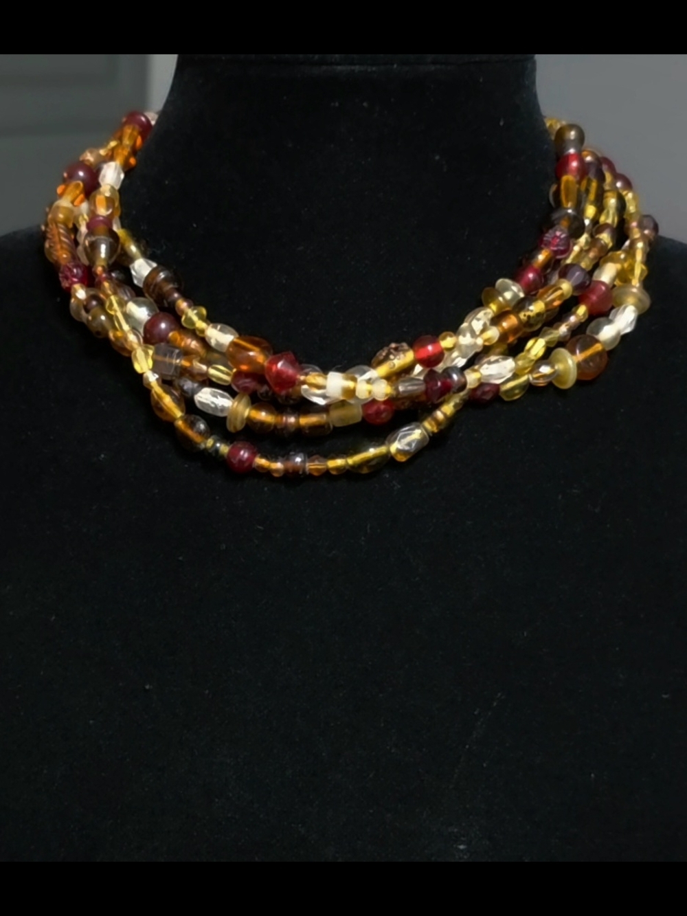 Multi-Strand Earth Tone Beaded Necklace